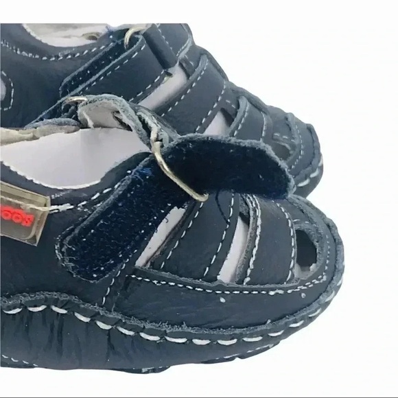 RILEYROOS SANDALS 3-6 MONTHS CHESSIE NAVY BABY WALKERS CLOSED TOE LEATHER SHOES - Picture 3 of 15